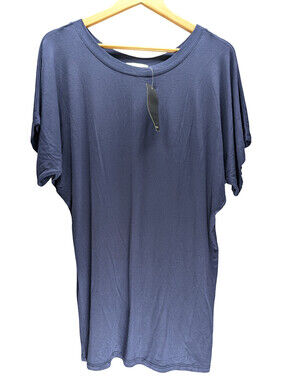 NWT Free to Live Dress T Shirt Shift Short Sleeve Navy Blue